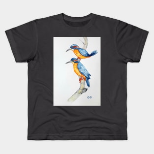 Blue Kingfishers bird art bird lovers printable bird art Kids T-Shirt